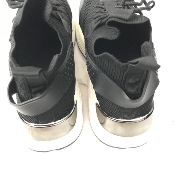 Reflective Running Walking Sneakers Size 8 Fit Laces Slip In Black White - Picture 3 of 8
